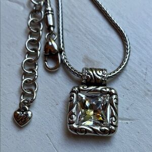 Retired Brighton Regina Swarovski Crystal silver plated pendant necklace